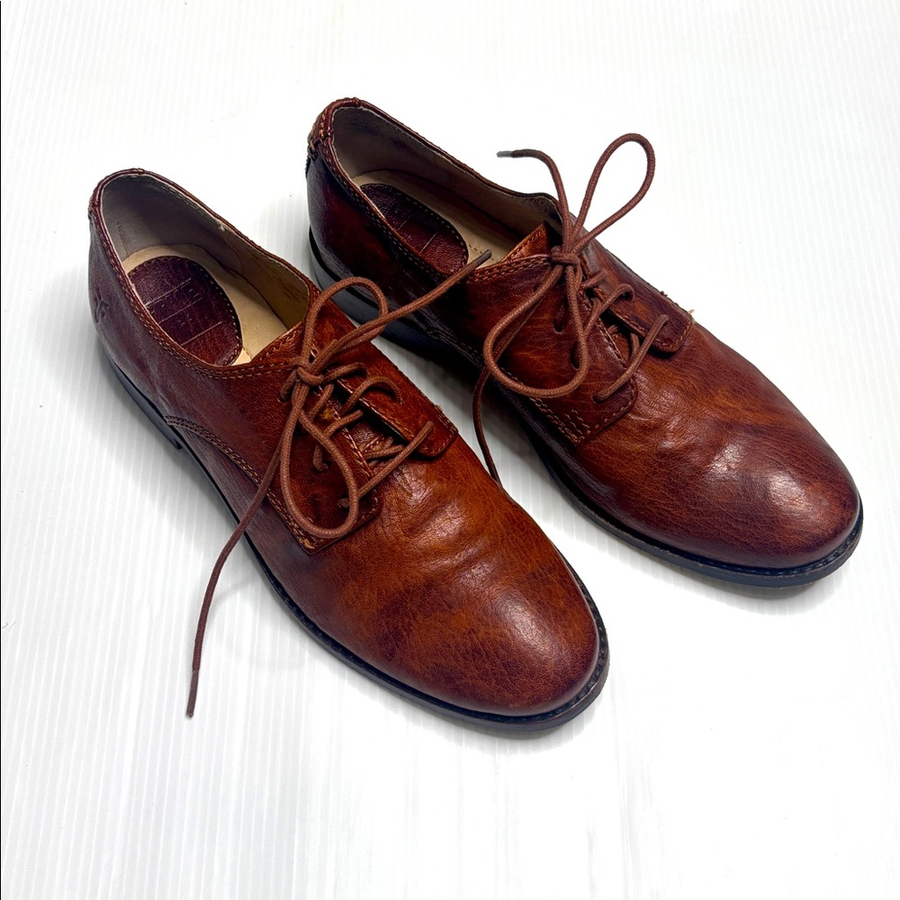 Frye Cognac Leather Lace Up Oxfords